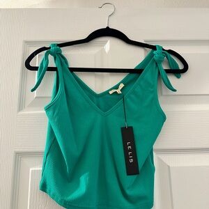 Teal Low cut crop top, size:M